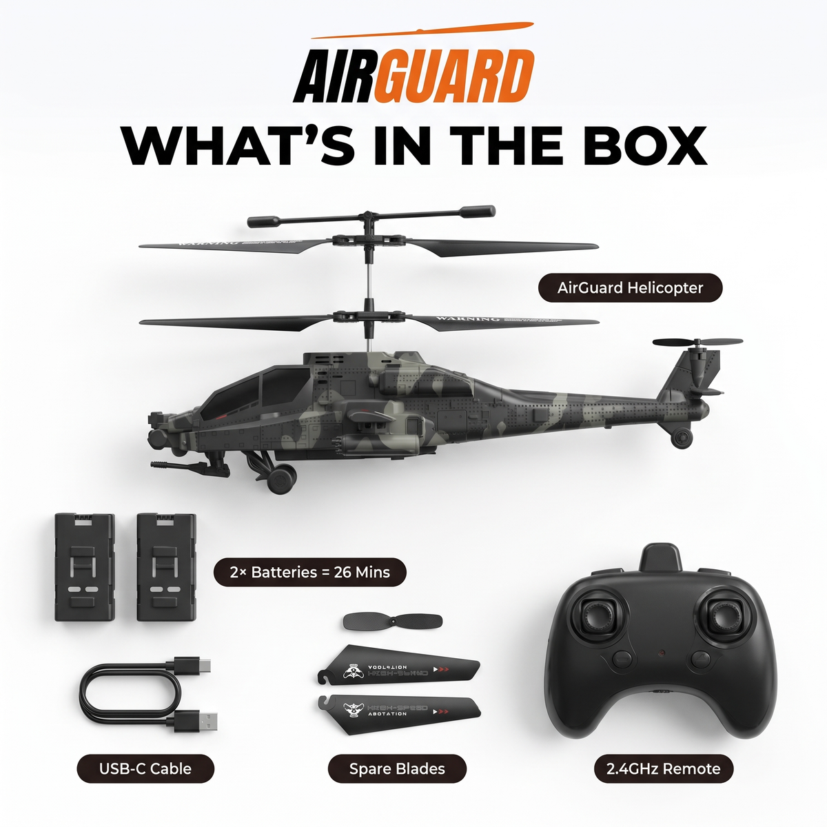 AirGuard™ Military Gunship RC Helicopter