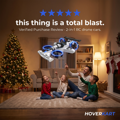 Family watching the Hoverkart hover in the living room